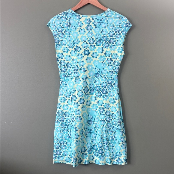 Title Nine A Line Knit Dress Green Floral Diamalete Steadfast Sleeveless Sz S - Picture 6 of 6